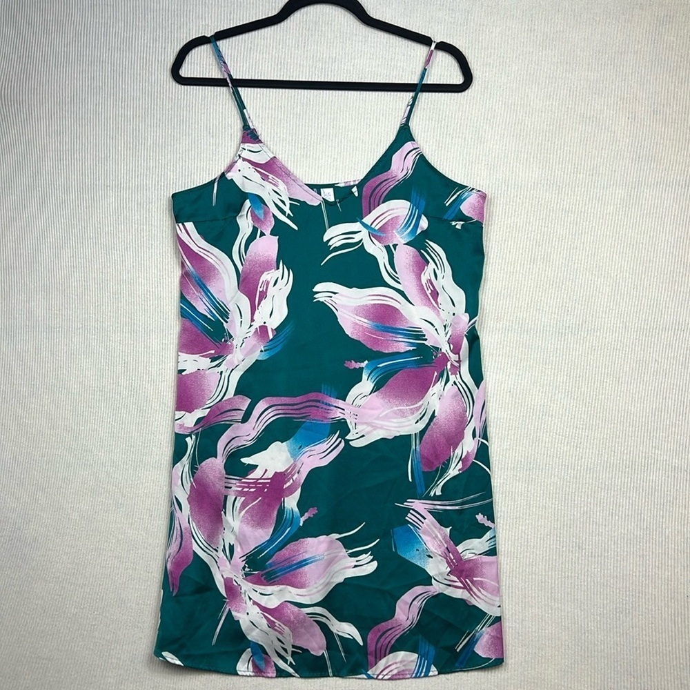 Stars Above Slinky Silky Mini Slip Dress Nightgown Women’s Size SMALL Floral